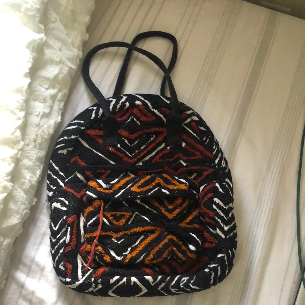 zebra and maroon embroidered tote